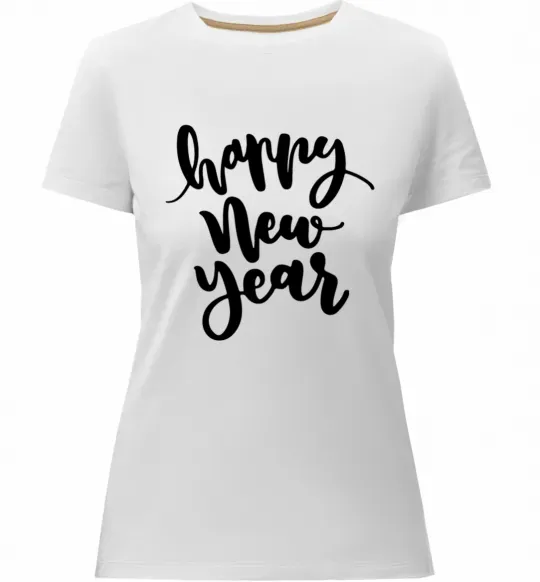Жіноча преміум футболка Happy New Year Curvy Білий фото
