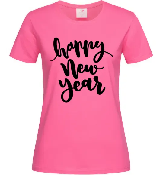 Жіноча футболка Happy New Year Curvy Яскраво-рожевий фото