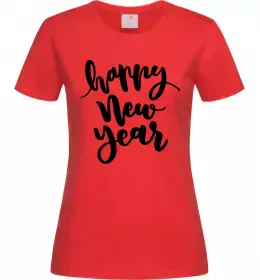 Женская футболка Happy New Year Curvy Красный фото