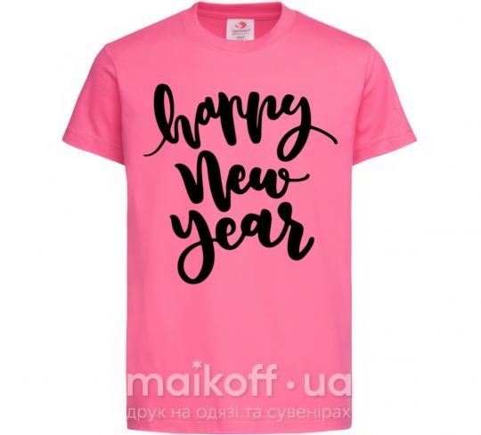 Дитяча футболка Happy New Year Curvy Яскраво-рожевий фото