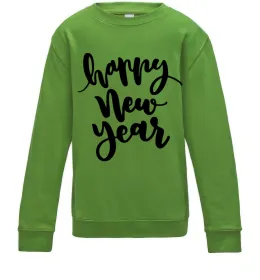 Детский Свитшот Happy New Year Curvy Лаймовый фото