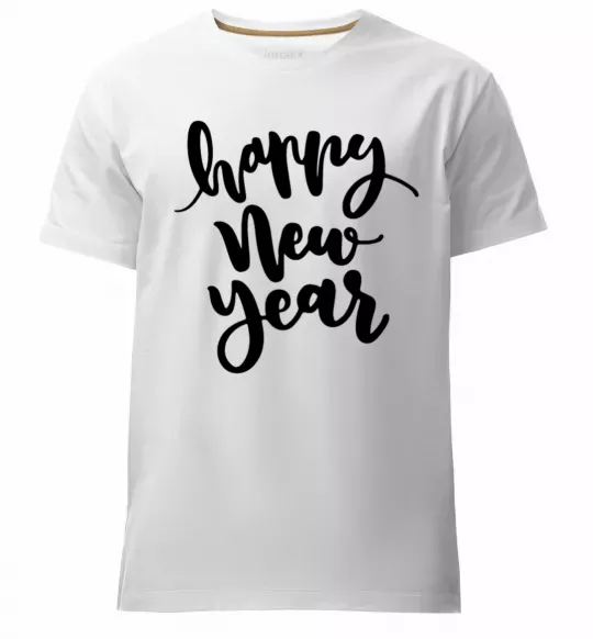 Чоловіча преміум футболка Happy New Year Curvy Білий фото