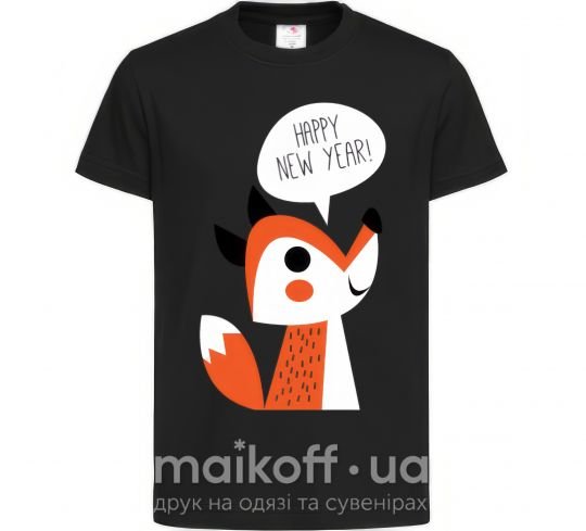 Дитяча футболка Happy New Year fox Чорний фото