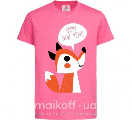 Дитяча футболка Happy New Year fox Яскраво-рожевий фото