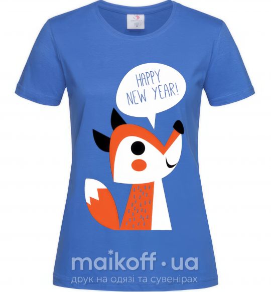 Женская футболка Happy New Year fox Ярко-синий фото
