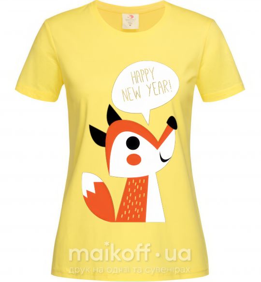 Женская футболка Happy New Year fox Лимонный фото