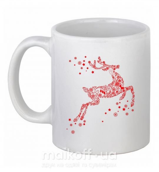Чашка керамічна New Year Red Deer Білий фото