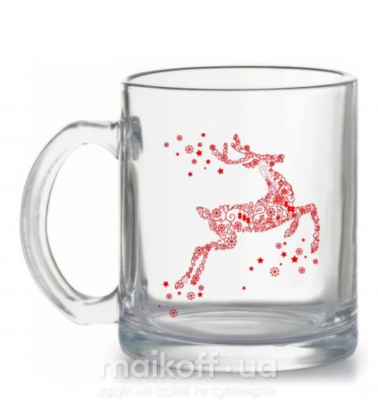 Чашка скляна New Year Red Deer Прозорий фото