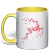 Чашка з кольоровою ручкою New Year Red Deer Сонячно жовтий фото