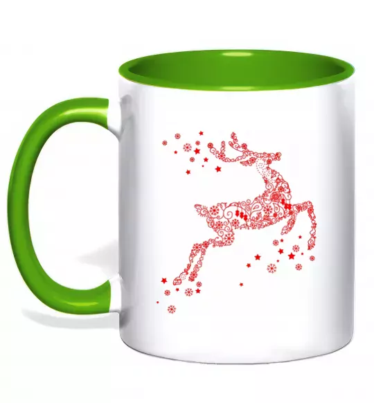 Чашка з кольоровою ручкою New Year Red Deer Зелений фото