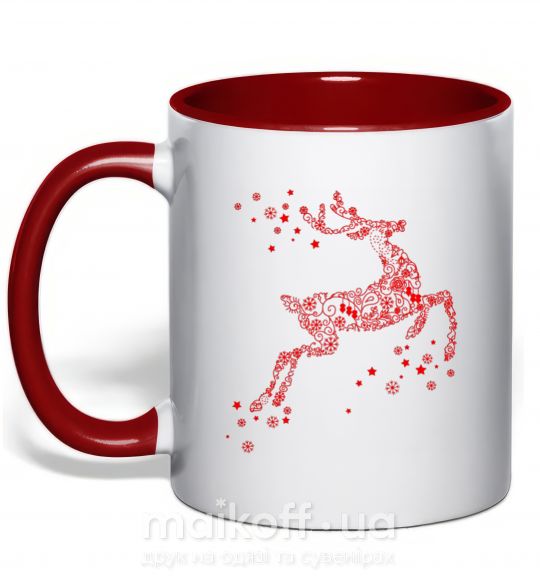 Чашка з кольоровою ручкою New Year Red Deer Червоний фото