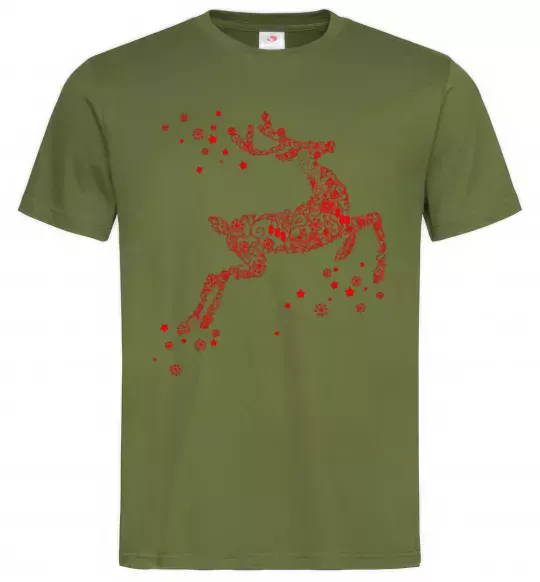 Чоловіча футболка New Year Red Deer Оливковий фото