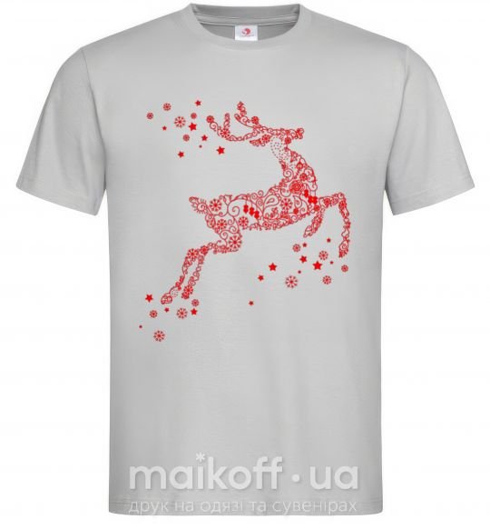 Мужская футболка New Year Red Deer Серый фото