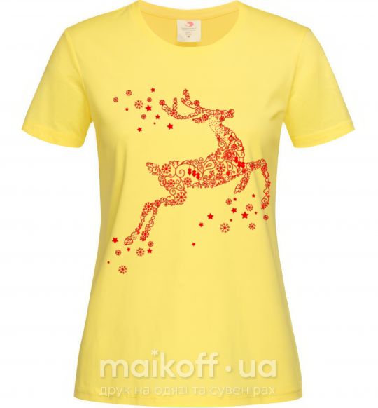 Женская футболка New Year Red Deer Лимонный фото