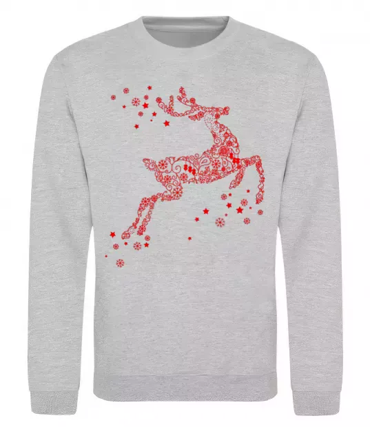 Світшот New Year Red Deer Сірий меланж фото