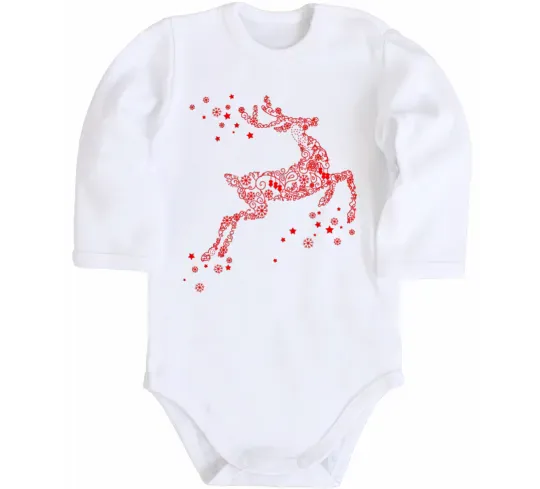 Дитячий бодік New Year Red Deer Білий фото