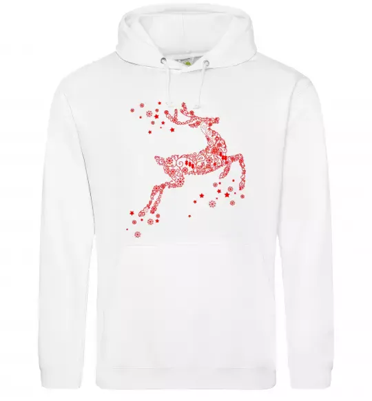 Мужская толстовка (худи) New Year Red Deer Белый фото