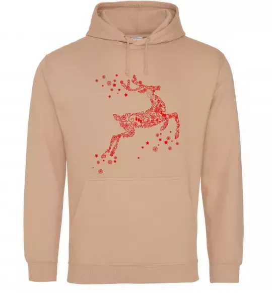 Мужская толстовка (худи) New Year Red Deer Песочный фото