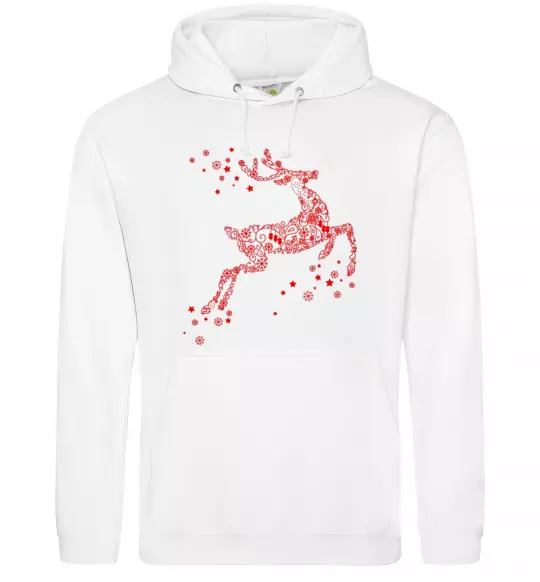 Жіноча толстовка (худі) New Year Red Deer Білий фото