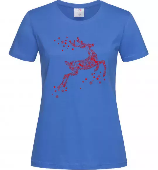 Жіноча футболка New Year Red Deer Яскраво-синій фото