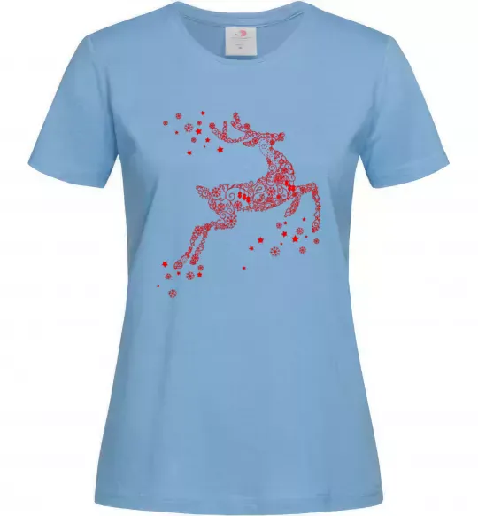 Жіноча футболка New Year Red Deer Блакитний фото