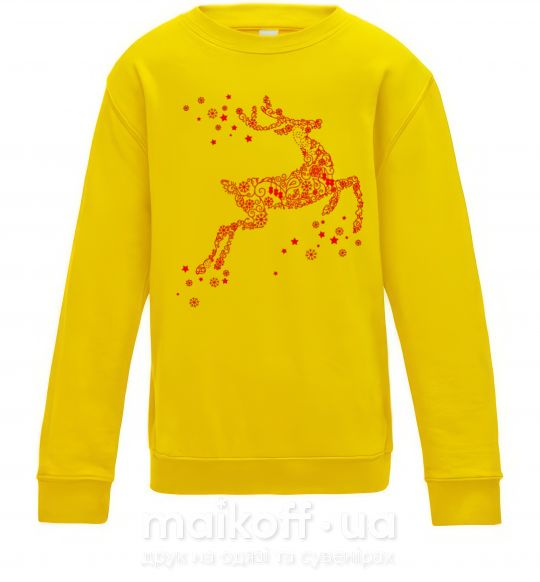 Дитячий світшот New Year Red Deer Сонячно жовтий фото