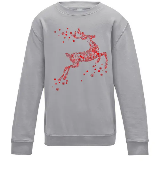 Детский Свитшот New Year Red Deer Серый меланж фото