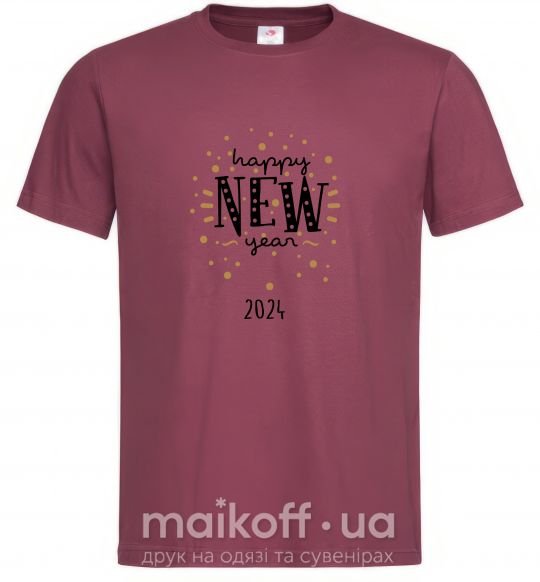 Мужская футболка Happy New Year 2024 Firework Бордовый фото