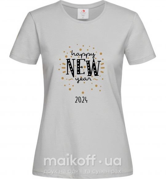 Женская футболка Happy New Year 2024 Firework Серый фото