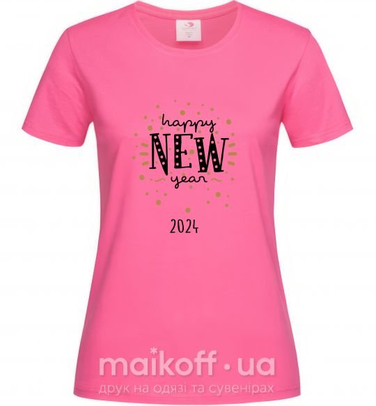 Женская футболка Happy New Year 2024 Firework Ярко-розовый фото
