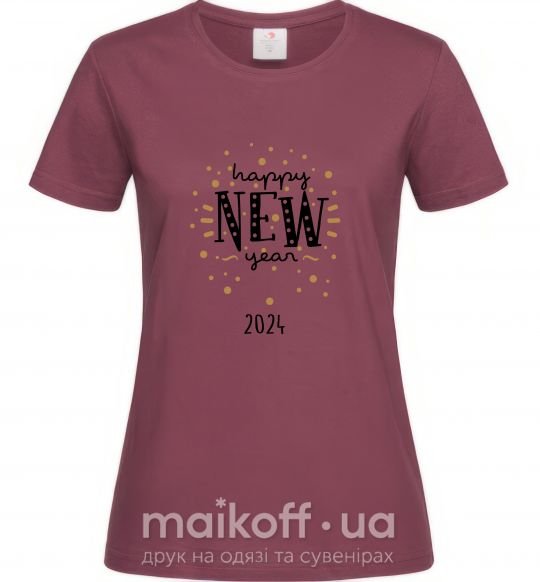 Женская футболка Happy New Year 2024 Firework Бордовый фото
