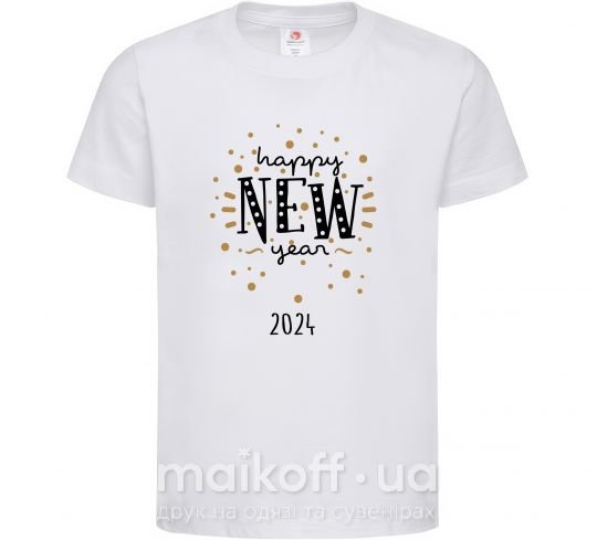 Детская футболка Happy New Year 2024 Firework Белый фото