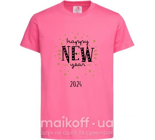 Дитяча футболка Happy New Year 2024 Firework Яскраво-рожевий фото