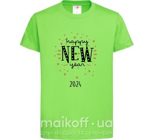 Детская футболка Happy New Year 2024 Firework Лаймовый фото
