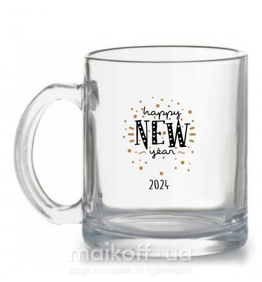 Чашка скляна Happy New Year 2024 Firework Прозорий фото
