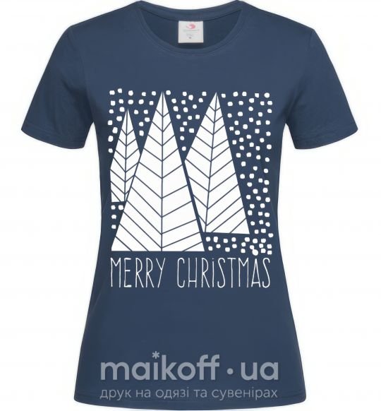 Женская футболка Merry Christmas White Темно-синий фото
