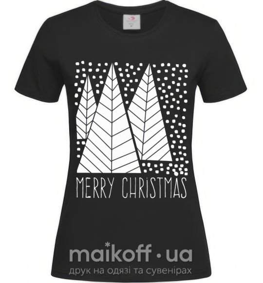 Женская футболка Merry Christmas White Черный фото