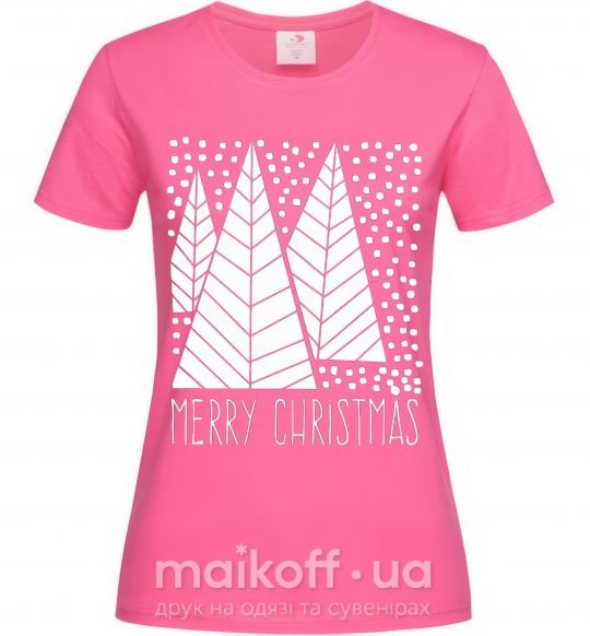 Жіноча футболка Merry Christmas White Яскраво-рожевий фото