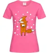 Жіноча футболка Лисиця та сніг Яскраво-рожевий фото