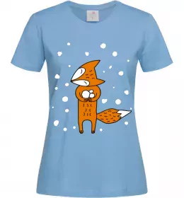 Женская футболка Лисиця та сніг Голубой фото