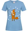 Жіноча футболка Лисиця та сніг Блакитний фото