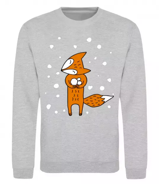 Свитшот Лисиця та сніг Серый меланж фото