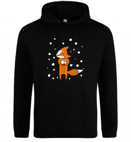 Жіноча толстовка (худі) Лисиця та сніг Чорний фото