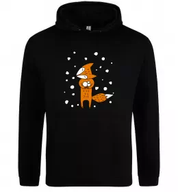 Женская толстовка (худи) Лисиця та сніг Черный фото
