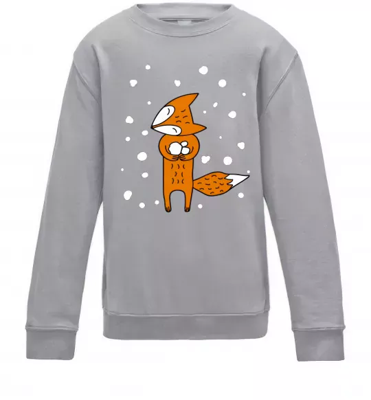Детский Свитшот Лисиця та сніг Серый меланж фото