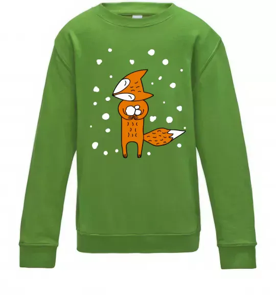 Детский Свитшот Лисиця та сніг Лаймовый фото