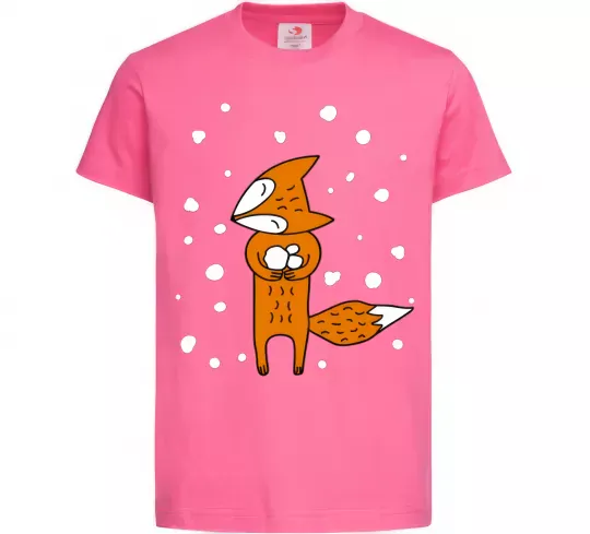 Детская футболка Лисиця та сніг Ярко-розовый фото