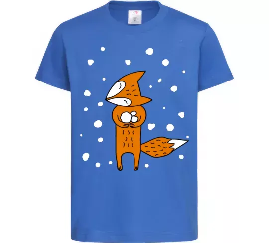 Детская футболка Лисиця та сніг Ярко-синий фото