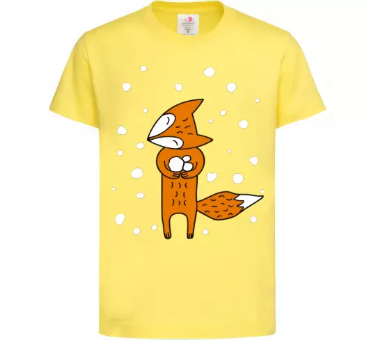 Детская футболка Лисиця та сніг Лимонный фото