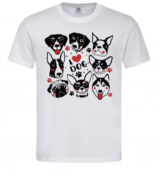 Чоловіча футболка I love dog Білий фото